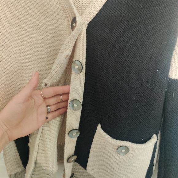 Handknit Cotton Patchwork Cardigan - Picture 7 of 7